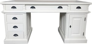 Casa Padrino Luxus Schreibtisch Kiefer Massiv England Wei� 160 cm - Englischer Schreibtisch - Antik Stil - Empire Jugendstil Barock Kolonial Shabby Chic