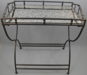 Casa Padrino Jugendstil Serviertisch mit antikem Spiegelglas Schwarz 70 x 46 x H. 80 cm - Gastronomie Accessoires