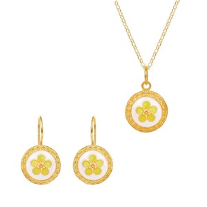 Casa Padrino Set Caramujo Wei� und Gr�n aus Vergoldetem Silber