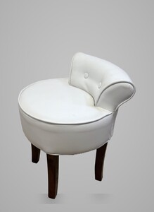 Casa Padrino Sitzhocker mit R�ckenlehne Wei� / Dunkelbraun 50 x H. 62 cm - Gepolsterter Hocker