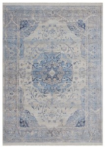 Casa Padrino Vintage Teppich Blau / Grau - Verschiedene Gren - Rechteckiger Wohnzimmer Teppich - Deko Accessoires