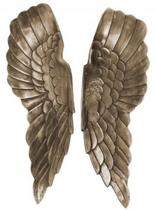 Casa Padrino Metall Engelsflgel Antik Silber / Bronze 20 x 5 x H. 65 cm - Wanddeko - Deko Accessoires