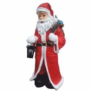 Casa Padrino Weihnachtsmann Deko Skulptur mit Laterne H. 100 cm - Weihnachts Dekoration