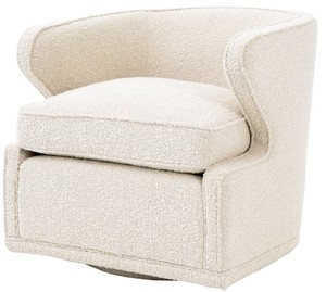 Casa Padrino Luxus Drehsessel Cremefarben 75 x 80 x H. 73 cm - Wohnzimmer Sessel - Luxus Qualit�t