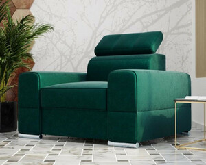 Casa Padrino Wohnzimmer Sessel Gr�n / Silber 114 x 97 x H. 78-95 cm - Moderner Sessel mit verstellbarer Kopfst�tze - Moderne Wohnzimmer M�bel