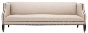 Casa Padrino Luxus Sofa Sandfarben / Schwarz / Antik Messingfarben 210 x 80 x H. 75 cm - Wohnzimmermbel