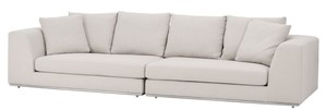 Casa Padrino Luxus Sofa mit 6 Kissen Naturfarben / Silber 317 x 112 x H. 84 cm - Luxus Wohnzimmer M�bel