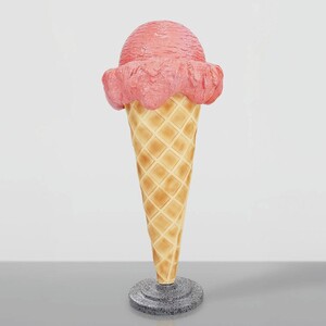 Casa Padrino Deko Eis im H�rnchen Rosa / Naturfarben / Grau H. 105 cm - Eisdielen Dekoration