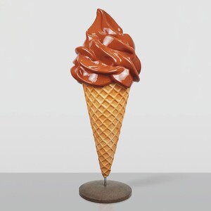 Casa Padrino XXL Deko Eis im H�rnchen Braun / Beige / Grau H. 170 cm - Eisdielen Dekoration