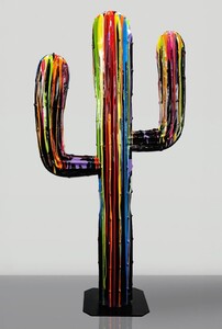 Casa Padrino XXL Deko Kaktus Schwarz / Bunt H. 180 cm - Garten Dekoration