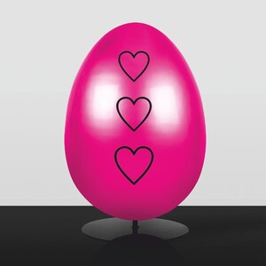 Casa Padrino XXL Deko Osterei mit St�nder Pink / Schwarz H. 75 cm - Oster Dekoaration