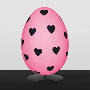 Casa Padrino XXL Deko Osterei mit St�nder Rosa / Schwarz H. 75 cm - Oster Dekoaration