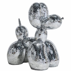 Casa Padrino Deko Skulptur Ballon Hund Silber 130 cm - Gro�e Deko Figur