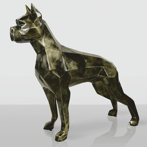 Casa Padrino XXL Deko Skulptur Boxer Hund Antik Gold 190 cm - Riesige Garten Figur