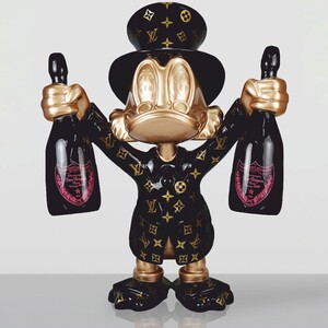 Casa Padrino XXL Deko Skulptur Ente Schwarz / Gold H. 170 cm - Gro�e Deko Figur