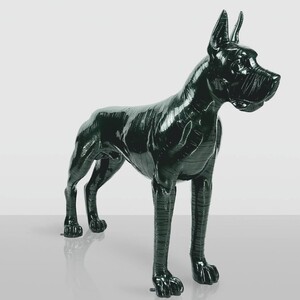 Casa Padrino XXL Deko Skulptur Deutsche Dogge Dunkelgr�n / Schwarz 130 cm - Garten Figur