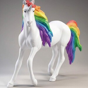 Casa Padrino XXL Deko Skulptur Einhorn Pferd Wei� / Bunt / Silber H. 190 cm - Lebensgro�e Deko Figur - XXL Tierfigur - Garten Skulptur
