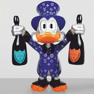 Casa Padrino XXL Deko Skulptur Ente Blau / Silber / Schwarz H. 170 cm - Gro�e Deko Figur