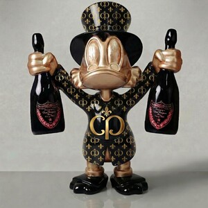 Casa Padrino XXL Deko Skulptur Ente Schwarz / Gold H. 170 cm - Deko Figur