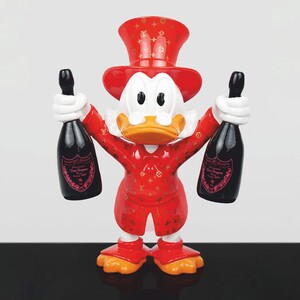 Casa Padrino XXL Deko Skulptur Ente Rot / Wei� / Schwarz H. 170 cm - Gro�e Deko Figur