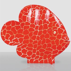 Casa Padrino XXL Deko Skulptur Fisch Rot / Gold H. 110 cm - Deko Figur