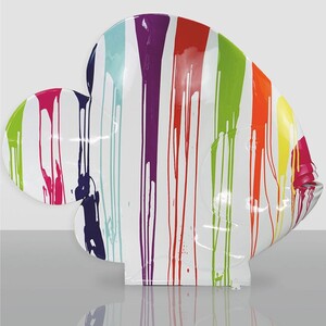 Casa Padrino XXL Deko Skulptur Fisch Wei� / Bunt H. 110 cm - Deko Figur