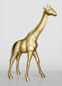 Casa Padrino XXL Deko Skulptur Giraffe Gold H. 230 cm - Riesige Garten Deko Figur