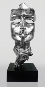 Casa Padrino XXL Deko Skulptur Silber mit Patina / Schwarz H. 190 cm