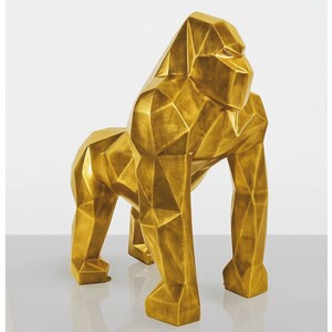 Casa Padrino XXL Deko Skulptur Gorilla Affe Antik Gold H. 128 cm - Deko Figur