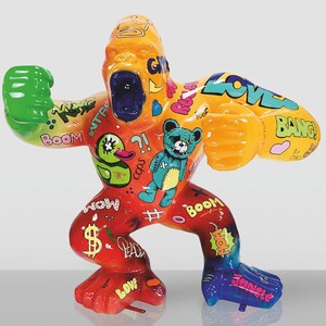 Casa Padrino XXL Deko Skulptur Gorilla Affe Bunt H. 180 cm - Garten Figur