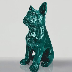 Casa Padrino XXL Deko Skulptur Hund Bulldogge Gr�n H. 170 cm - Garten Deko Figur