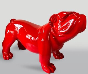 Casa Padrino XXL Deko Skulptur Hund Bulldogge Rot 226 cm - Riesige Garten Figur