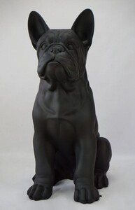 Casa Padrino XXL Deko Skulptur Hund Bulldogge Matt Schwarz H. 170 cm