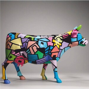 Casa Padrino XXL Deko Skulptur Kuh Bunt 225 cm - XXL Tierfigur - Lebensgro�e Garten Figur - Garten & Terrassen Deko