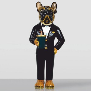 Casa Padrino XXL Deko Skulptur Bulldogge mit Anzug H. 170 cm - Gro�e Deko Figur