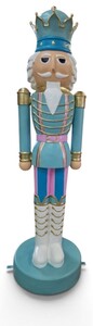 Casa Padrino XXL Deko Skulptur Nussknacker K�nig T�rkis / Rosa / Gold H. 200 cm - Weihnachts Deko Figur