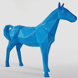 Casa Padrino XXL Deko Skulptur Pferd Blau 220 x H. 190 cm - Lebensgro�e Garten Figur