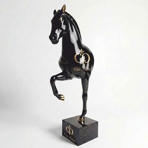 Casa Padrino XXL Deko Skulptur Pferd auf Sockel Schwarz / Gold H. 255 cm - XXL Deko Figur