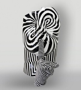 Casa Padrino XXL Deko Skulptur Wei� / Schwarz H. 140 cm - Handbemalt