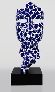 Casa Padrino XXL Deko Skulptur Blau / Wei� / Schwarz H. 190 cm