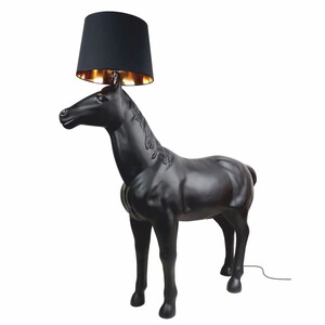 Casa Padrino XXL Stehleuchte Pferd Matt Schwarz 235 x H. 240 cm - Tier Stehleuchte