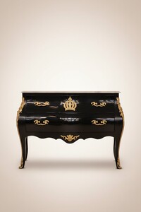 Casa Pomp��s by Casa Padrino Barock Kommode mit 2 Schubladen, Massivholz, Schwarz / Gold / Wei�, 120 x 51 x 83 cm