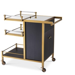 Eichholtz Trolley Eiffel Geb�rstetes Messing 94,5 x 54 x H. 83,5 cm - Servierwagen mit zwei abnehmbaren Tabletts