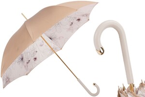 Elfenbeinfarben Regenschirm, Doppelgewebe f�r Damen - Handmade in Italy