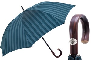 Gro� Gestreiften Regenschirm aus Kastanienholz f�r Herren - Handmade in Italy