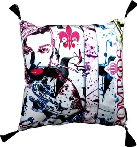 Harald Gl��ckler Designer Deko Kissen Pomp��s by Casa Padrino mit Glitzersteinen Wei� - Pink