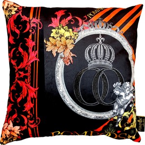Harald Gl��ckler Designer Deko Kissen Pomp��s by Casa Padrino mit Glitzersteinen Red / Black - Art Collection -