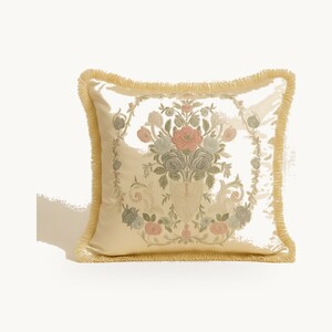 Harald Gl��ckler Luxus Deko Kissen Pomp��s Provence by Casa Padrino Silber / Creme 45 x 45 cm