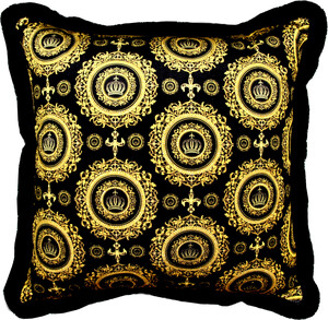 Harald Gl��ckler Luxus Deko Kissen Pomp��s by Casa Padrino Golden Crowns 50 x 50 cm - Gl��ckler Kissen mit Glitzersteinen