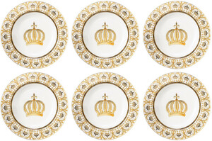 Harald Glckler Pomps Porzellan Suppenteller Set mit Krone Wei / Gold  22,3 x H. 3,7 cm - designed by Harald Glckler